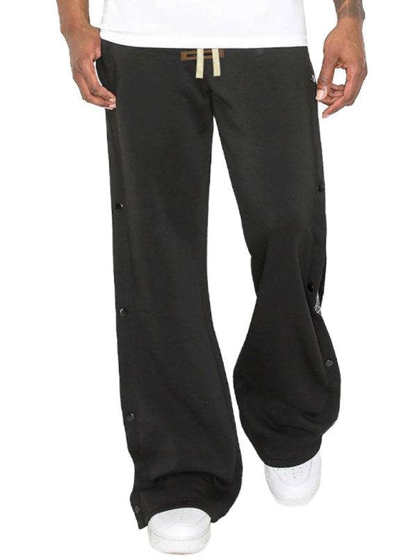 New men's high street multi-line  sports cashew pattern wide-leg casual sweats - K - 2 COLORS -