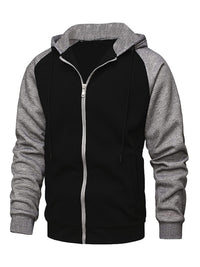 Thumbnail for Jacket Contrasting color zipper cardigan plus fleece hoodie men's clothing - K - 5 COLORS -