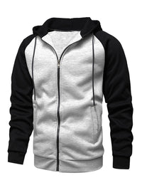 Thumbnail for Jacket Contrasting color zipper cardigan plus fleece hoodie men's clothing - K - 5 COLORS -