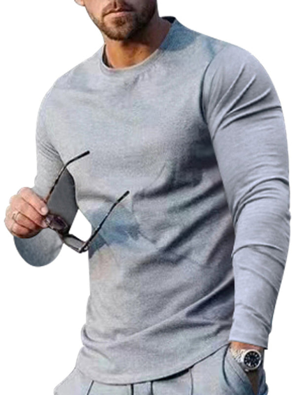 Men's Two-piece Set Round Neck Long Sleeve T-Shirt & Trousers Casual Sports Set - 2 PCS - K - 6 COLORS -