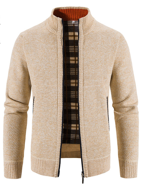 Men's casual stand collar knitted jacket - K - 6 COLORS -