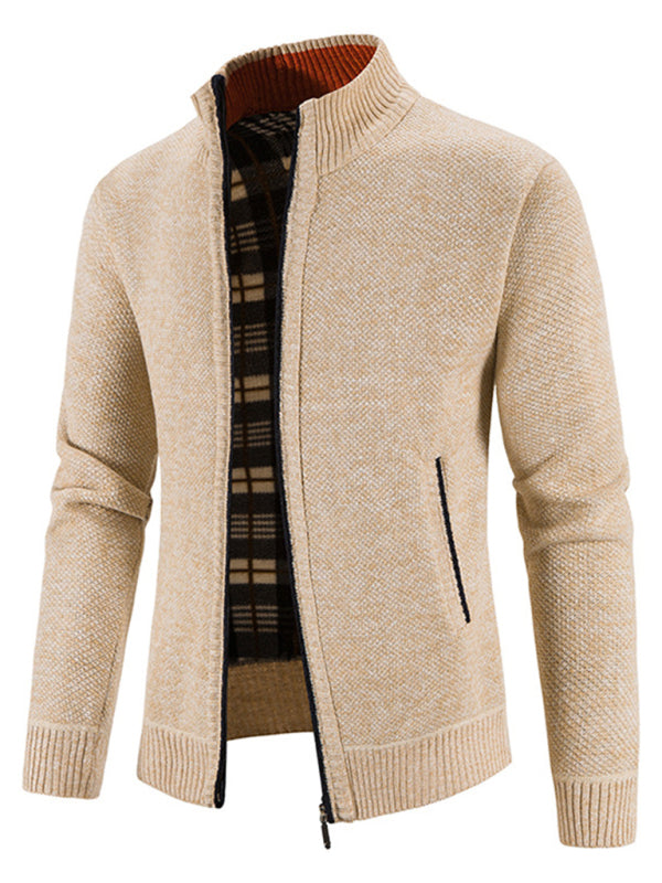 Men's casual stand collar knitted jacket - K - 6 COLORS -