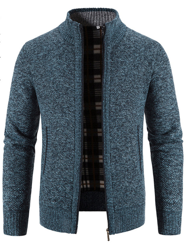 Men's casual stand collar knitted jacket - K - 6 COLORS -