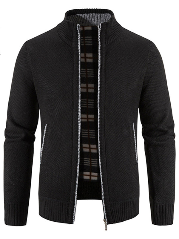 Men's casual stand collar knitted jacket - K - 6 COLORS -