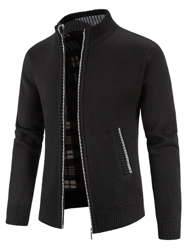 Men's casual stand collar knitted jacket - K - 6 COLORS -