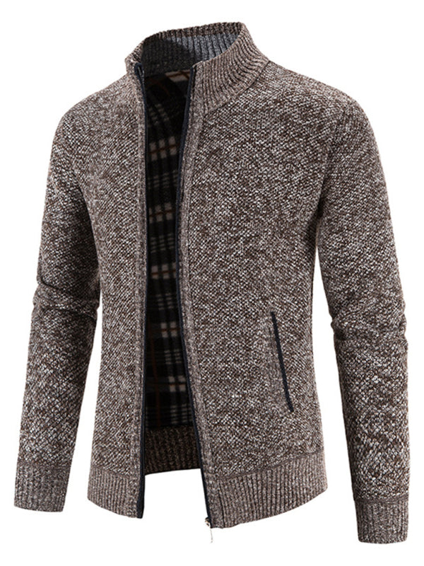 Men's casual stand collar knitted jacket - K - 6 COLORS -