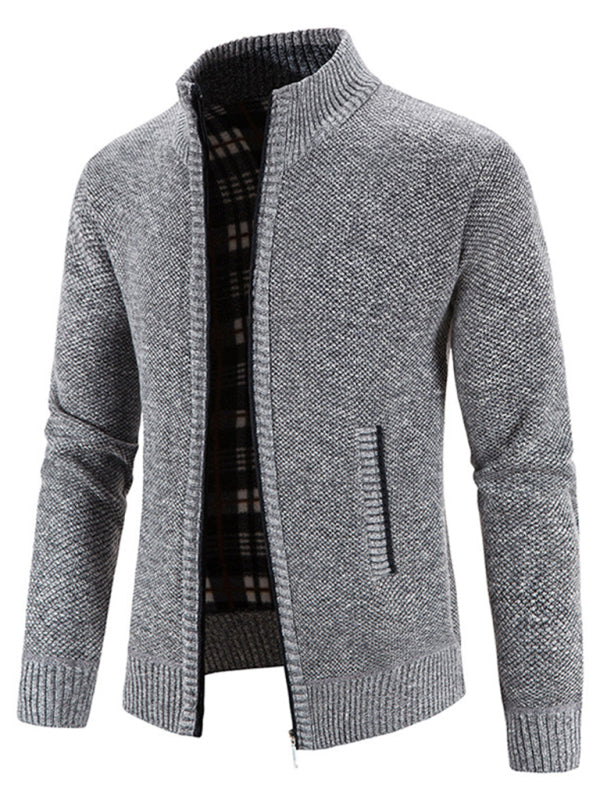 Men's casual stand collar knitted jacket - K - 6 COLORS -