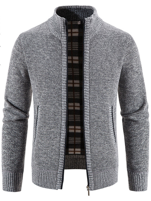 Men's casual stand collar knitted jacket - K - 6 COLORS -