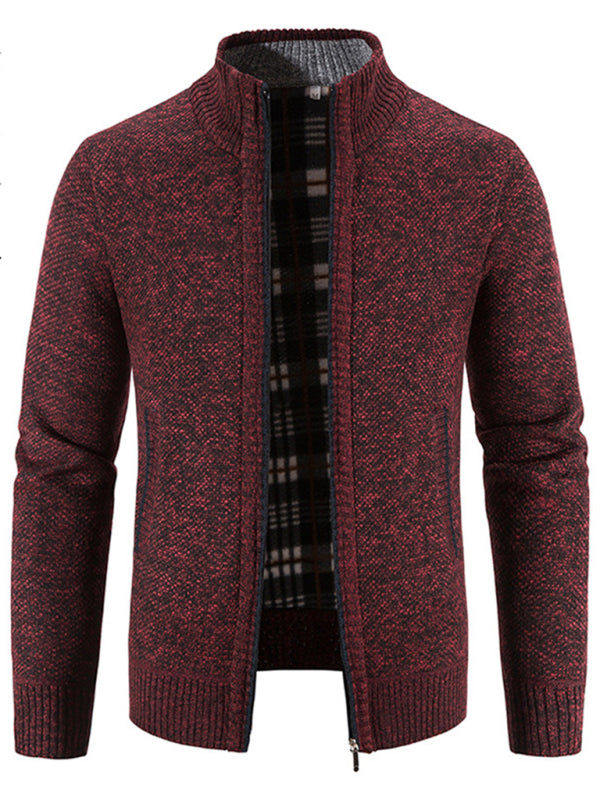 Men's casual stand collar knitted jacket - K - 6 COLORS -