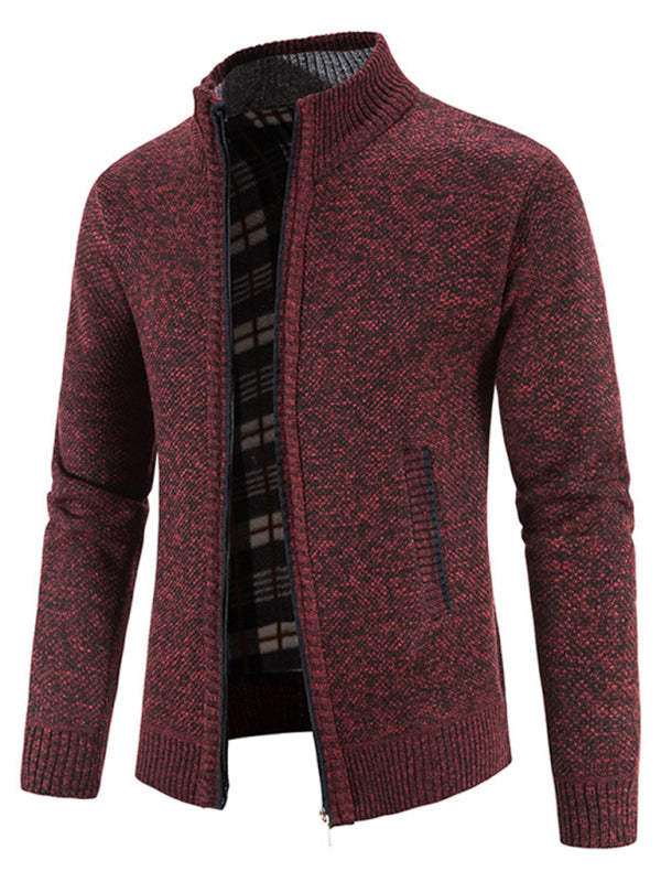 Men's casual stand collar knitted jacket - K - 6 COLORS -