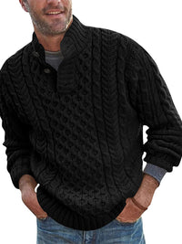 Thumbnail for Men's Solid Color Half Turtle Collar Slim Fit Long Sleeve Knitted Sweater - K - 5 COLORS -