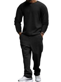 Thumbnail for Men's new long-sleeved trousers round-neck casual set - 2 PCS. - K - 5 COLORS -