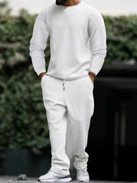 Thumbnail for Men's new long-sleeved trousers round-neck casual set - 2 PCS. - K - 5 COLORS -