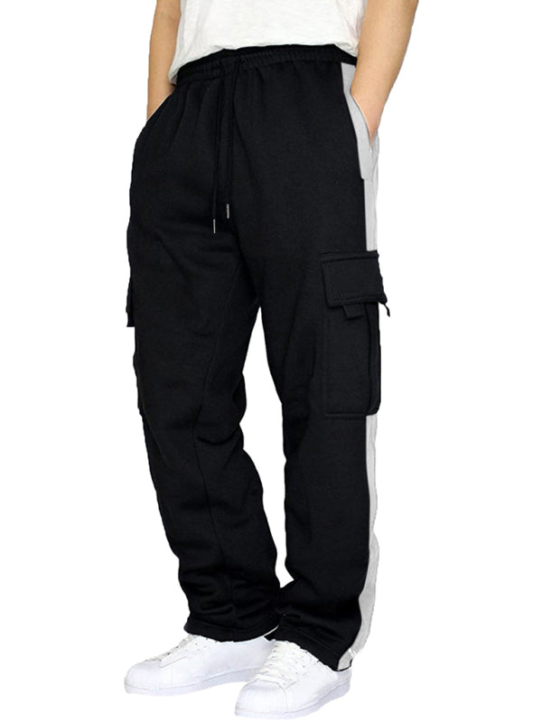 Men's Autumn and Winter velvet loose multi-pocket lanyard overalls - K - 4 COLORS -