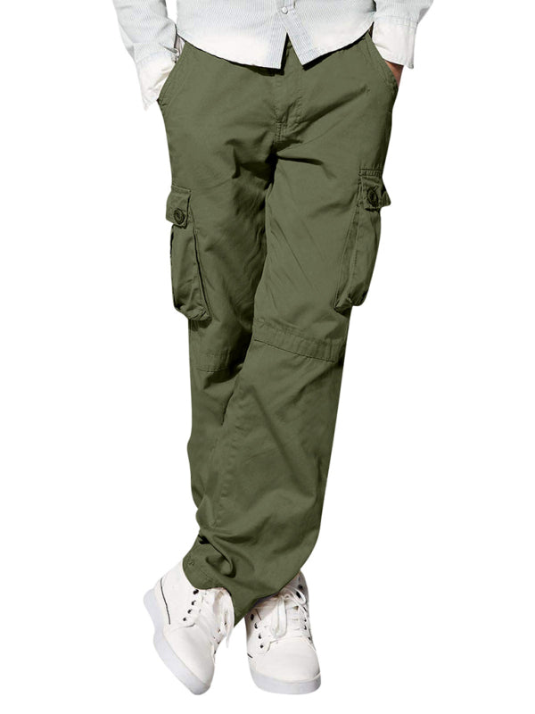 Men's multi-pocket loose casual straight cargo pants - K - 5 COLORS -