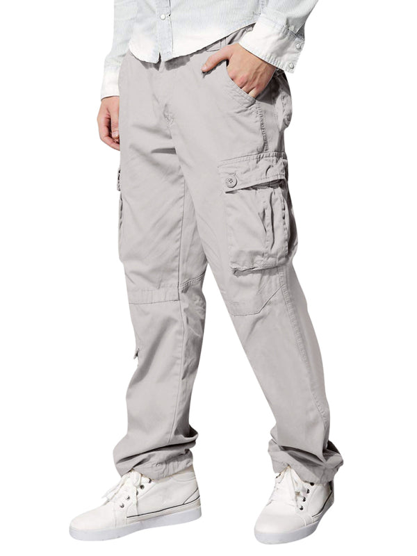 Men's multi-pocket loose casual straight cargo pants - K - 5 COLORS -