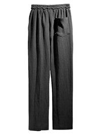 Thumbnail for Men's casual Pants, loose straight,  drapey striped high-waisted wide-leg Pants - K - 4 COLORS -