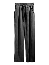 Thumbnail for Men's casual Pants, loose straight,  drapey striped high-waisted wide-leg Pants - K - 4 COLORS -