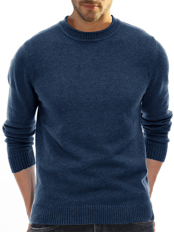 Men's new solid color long sleeve sweater - K - 8 COLORS -