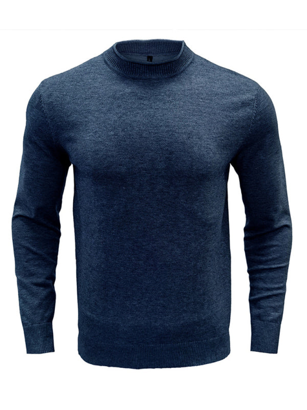 Men's new solid color long sleeve sweater - K - 8 COLORS -