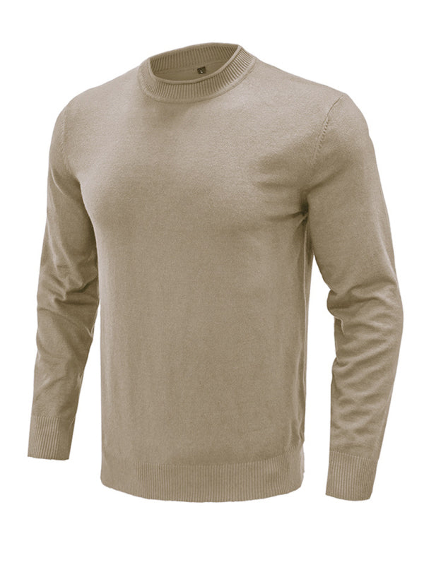 Men's new solid color long sleeve sweater - K - 8 COLORS -