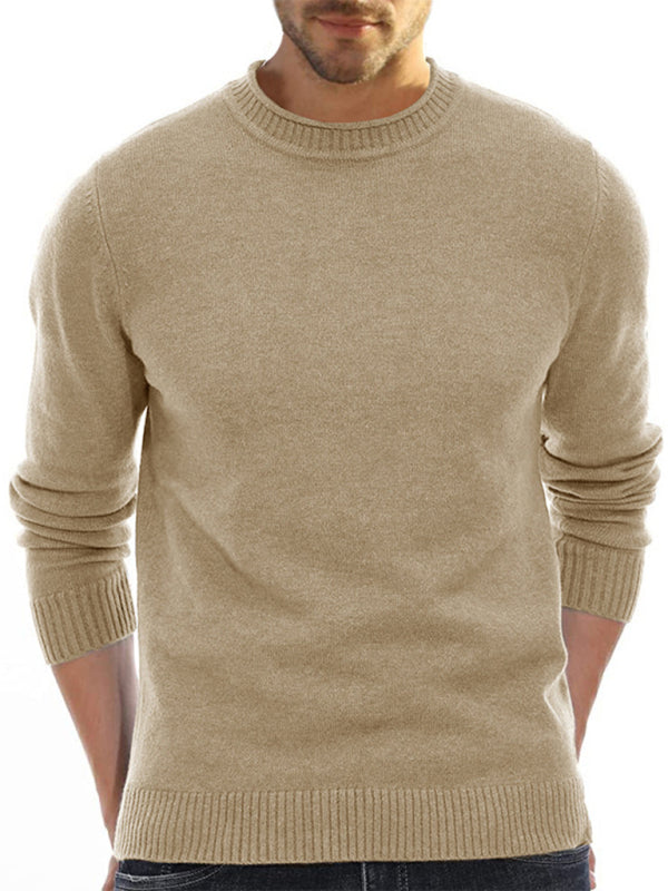 Men's new solid color long sleeve sweater - K - 8 COLORS -