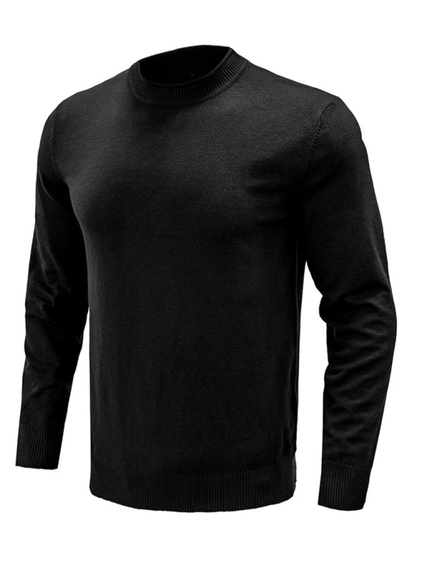 Men's new solid color long sleeve sweater - K - 8 COLORS -