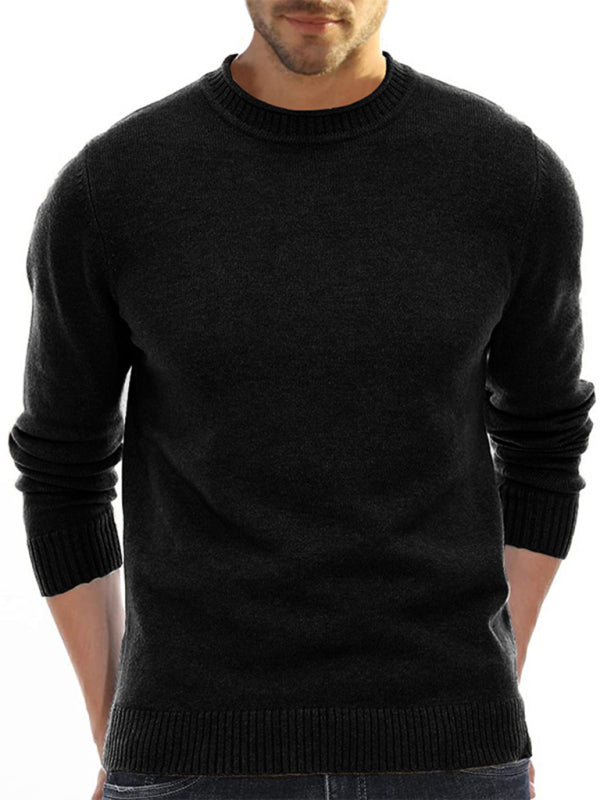 Men's new solid color long sleeve sweater - K - 8 COLORS -