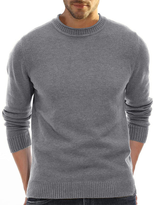 Men's new solid color long sleeve sweater - K - 8 COLORS -