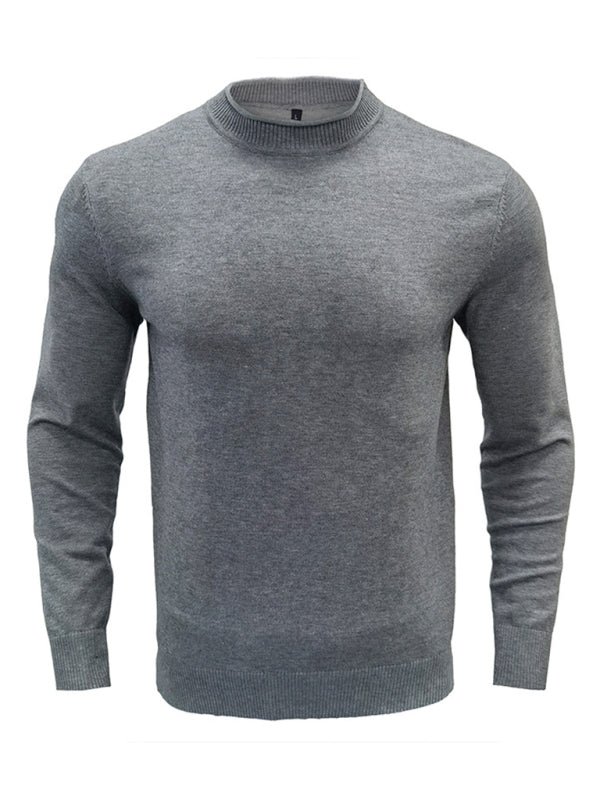 Men's new solid color long sleeve sweater - K - 8 COLORS -