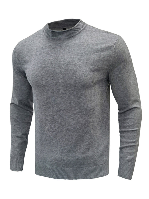 Men's new solid color long sleeve sweater - K - 8 COLORS -