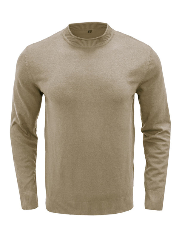 Men's new solid color long sleeve sweater - K - 8 COLORS -