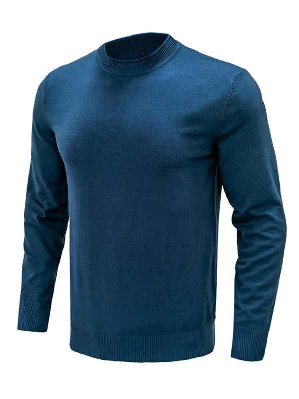 Men's new solid color long sleeve sweater - K - 8 COLORS -