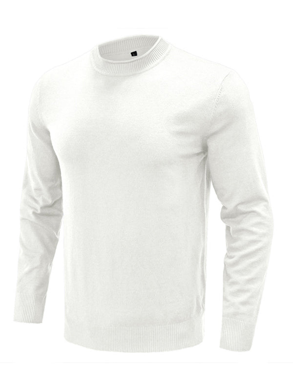 Men's new solid color long sleeve sweater - K - 8 COLORS -