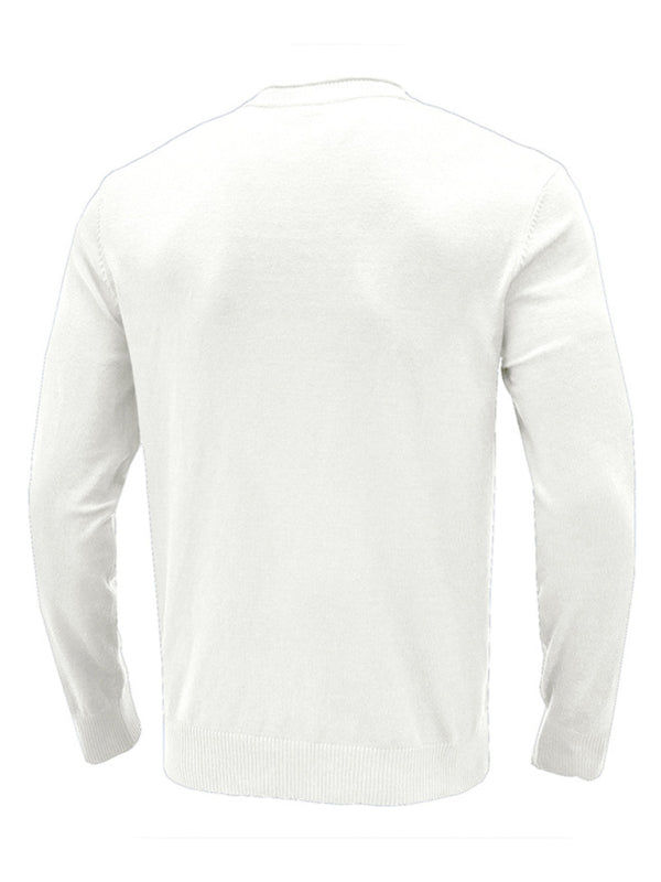 Men's new solid color long sleeve sweater - K - 8 COLORS -