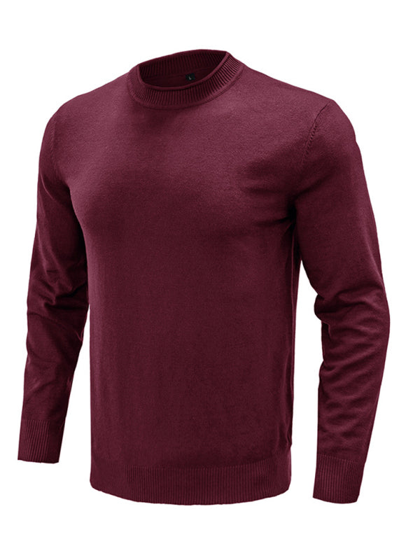 Men's new solid color long sleeve sweater - K - 8 COLORS -