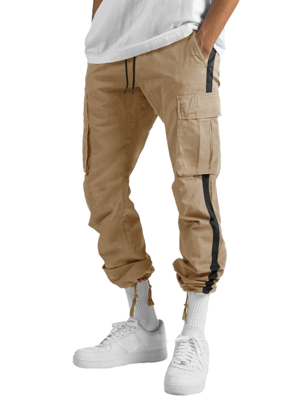 Men's new fashionable casual drawstring pockets color-blocked Pants - K - 6 COLORS -