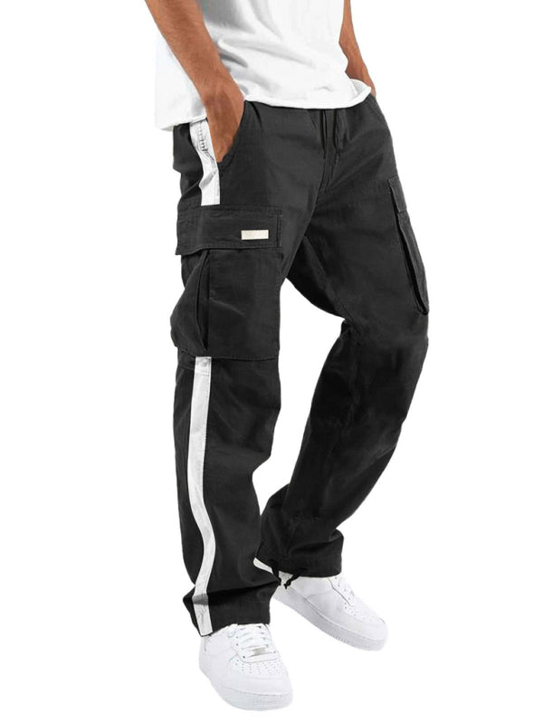 Men's new fashionable casual drawstring pockets color-blocked Pants - K - 6 COLORS -