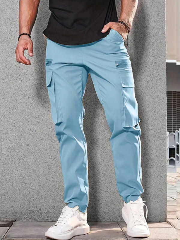 Men's new fashionable casual sports zipper Pants - K - 8 COLORS -