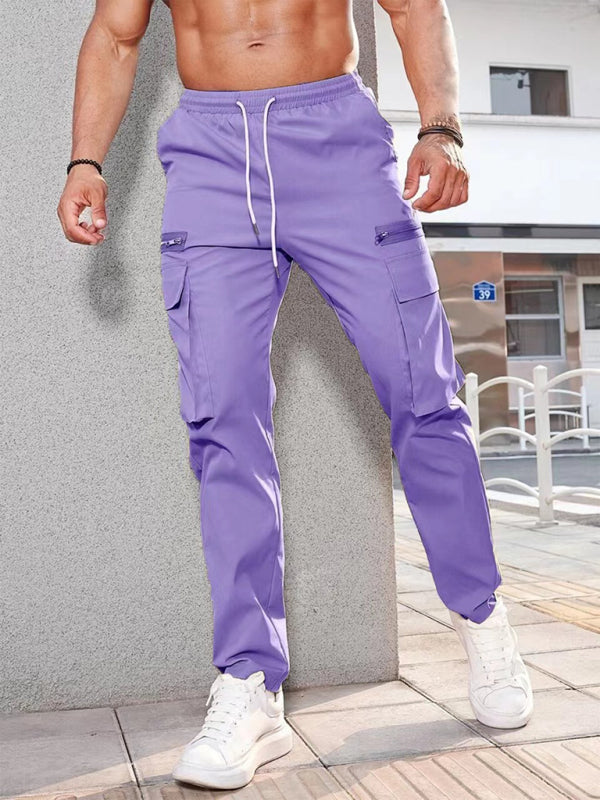 Men's new fashionable casual sports zipper Pants - K - 8 COLORS -