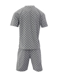 Thumbnail for Men's jacquard checkerboard spring and summer loose sports and leisure two-piece set - 2 PCS - K - 4 COLORS -