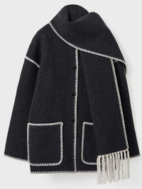 Thumbnail for New autumn and winter new fashion woolen coat thickened loose with scarf tassels for women - K - 4 COLORS -