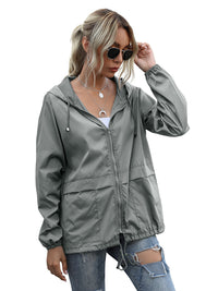 Thumbnail for New women's zipper hoodie lightweight outdoor hiking raincoat jacket - K - 5 COLORS -