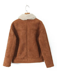 Thumbnail for Women's New Retro Casual Faux Lamb Wool Jacket - K - 2 COLORS -