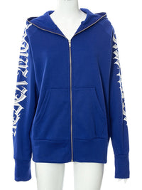 Thumbnail for Zippered letter print hooded long-sleeved casual sweatshirt - K - 2 COLORS -