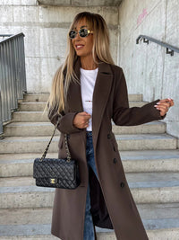 Thumbnail for Women's New autumn and winter simple long-sleeved lapel button slit Jacket - K - 5 COLORS