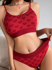 Thumbnail for Women's New Valentine's Day Red Love Breathable Thin Strap Adjustable Seamless Underwear Set - 2 PCS. - K - 2 COLORS -