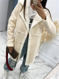 Thumbnail for New solid color thickened sherpa splicing Jacket - K - 3 COLORS -