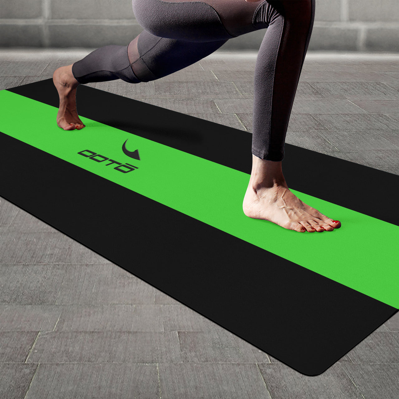 OOTO - Yoga Mat - Neon lime stripe -