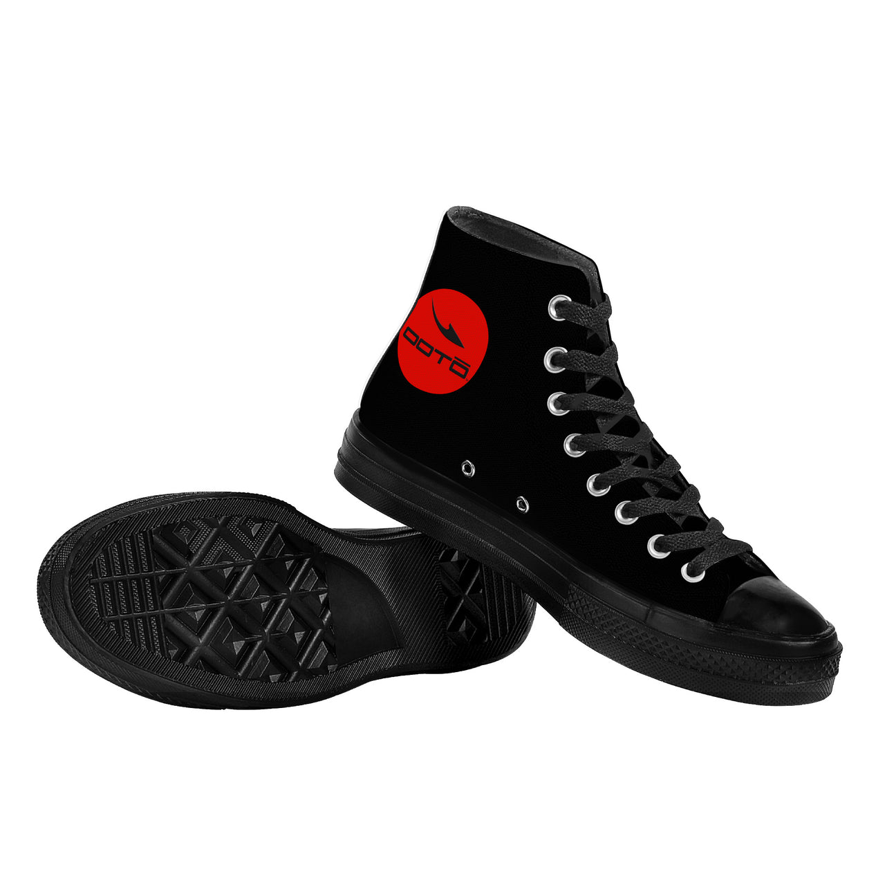 OOTO - SF_D71 High Top Canvas Shoes - CLASSIC B & R - Black soles - 1 COLOR -